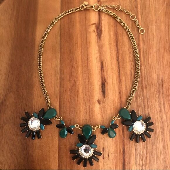 J.Crew | Green and Black Pendant Necklace | 17” Adjustable - Picture 1 of 4